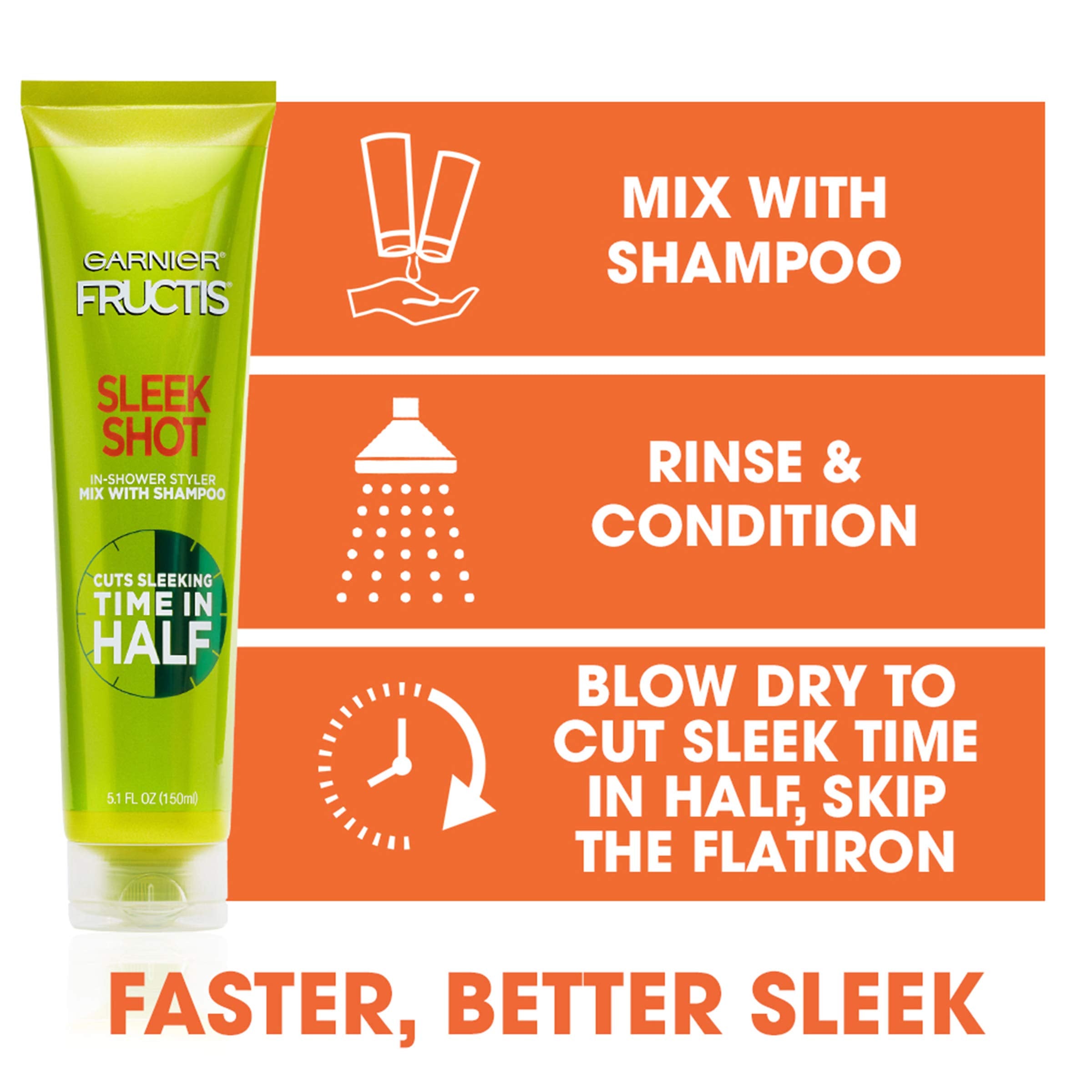 Garnier Hair Care Oil Fructis Sleek Shot In-Shower Styler, 5.1 Fluid Ounce