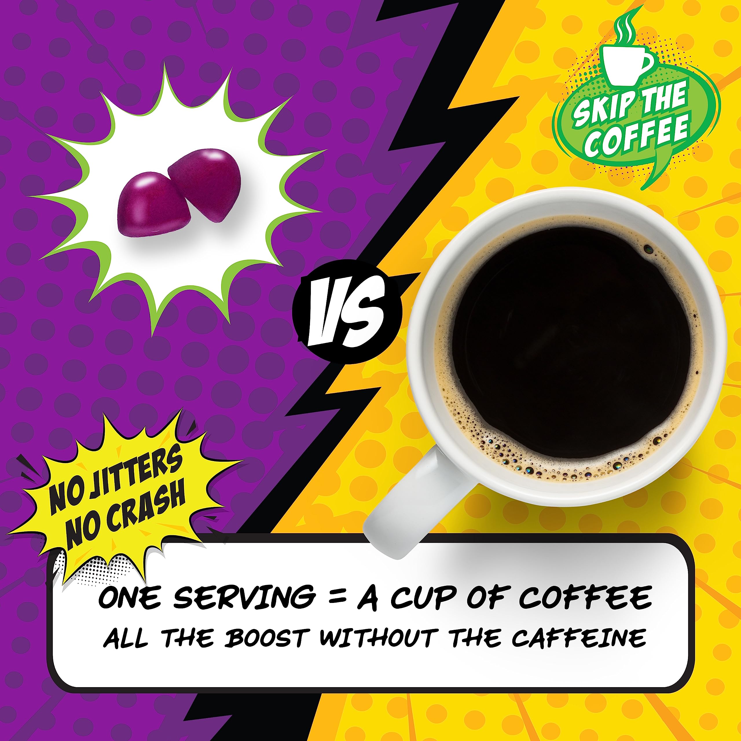 NUTRAMIN Energy Boost Vitamin Gummy - Skip The Coffee & Boost Your Energy, Caffeine-Free, Sugar-Free, Vegan, B12, Green Tea, Ashwagandha, Garcinia Cambogia, Raspberry Adaptogen - 90 ct