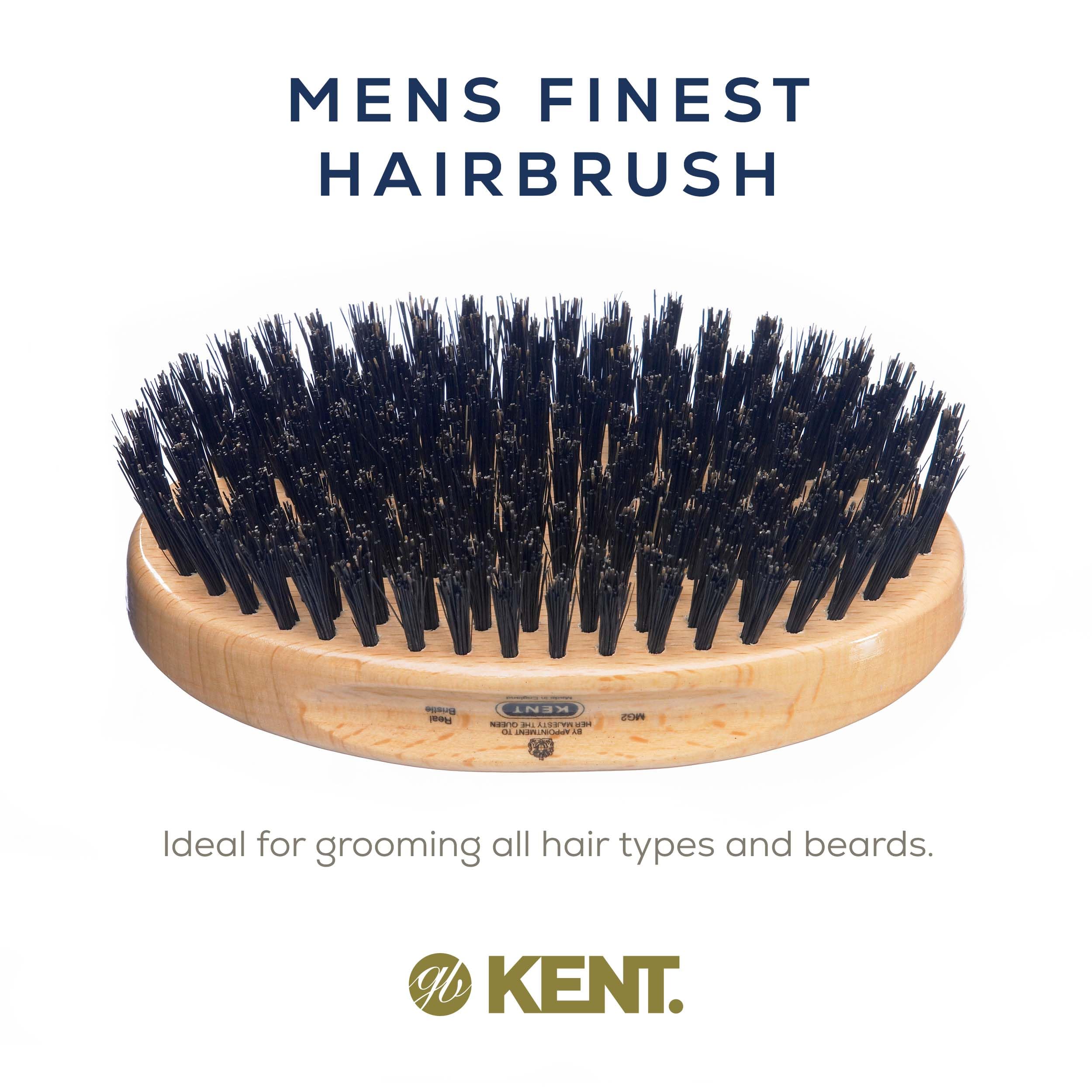 Kent Mg2 Oval Beechwood Black Pure Bristle Luxury Military Brush For Fine & Thinning Hair