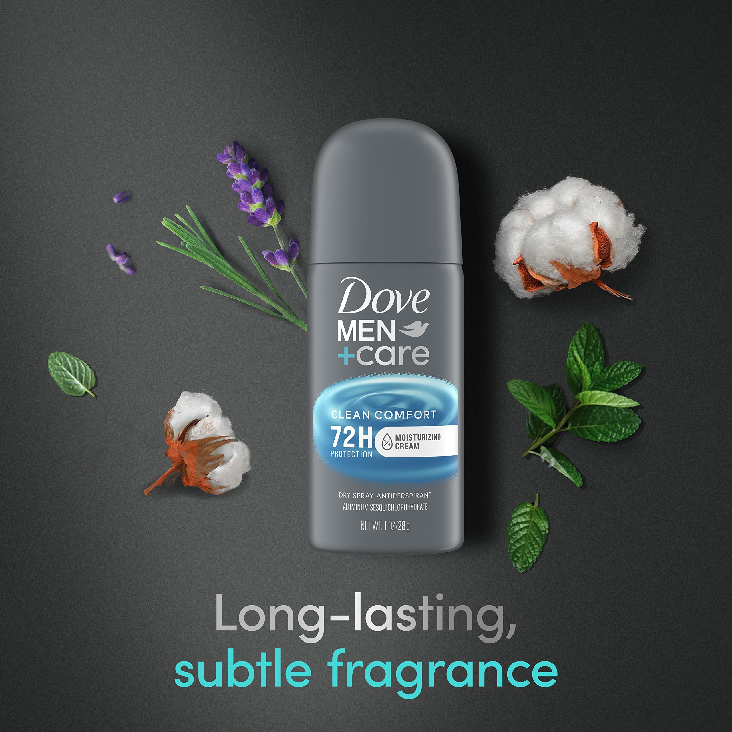 Dove Men+Care Antiperspirant Deodorant Dry Spray Clean Comfort 24 count For Men 72-hour Sweat and Odor Protection with Triple Defense Technology 1 oz