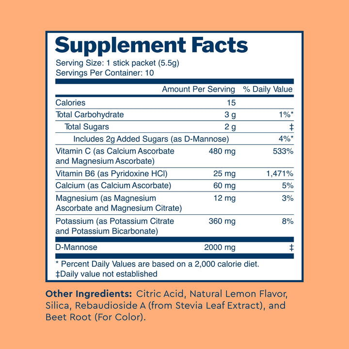 Uqora Flush - Urinary Tract* with D-Mannose, Vitamin C, Vitamin B6, Potassium, Magnesium & Calcium - Gluten-Free & Vegan - Pink Lemonade Flavor - 10 Packets (1 Pack)