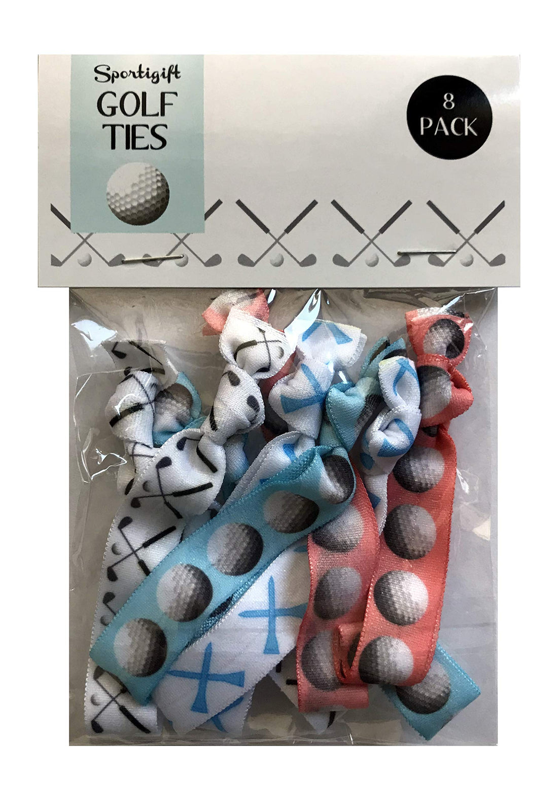 Golf Gift, 8 piece Hair Elastic Set - Accessories for Women, Players, Girls, High School Teams, Coaches, Leagues, Opponents, Partners, Tournaments -MADE IN THE USA