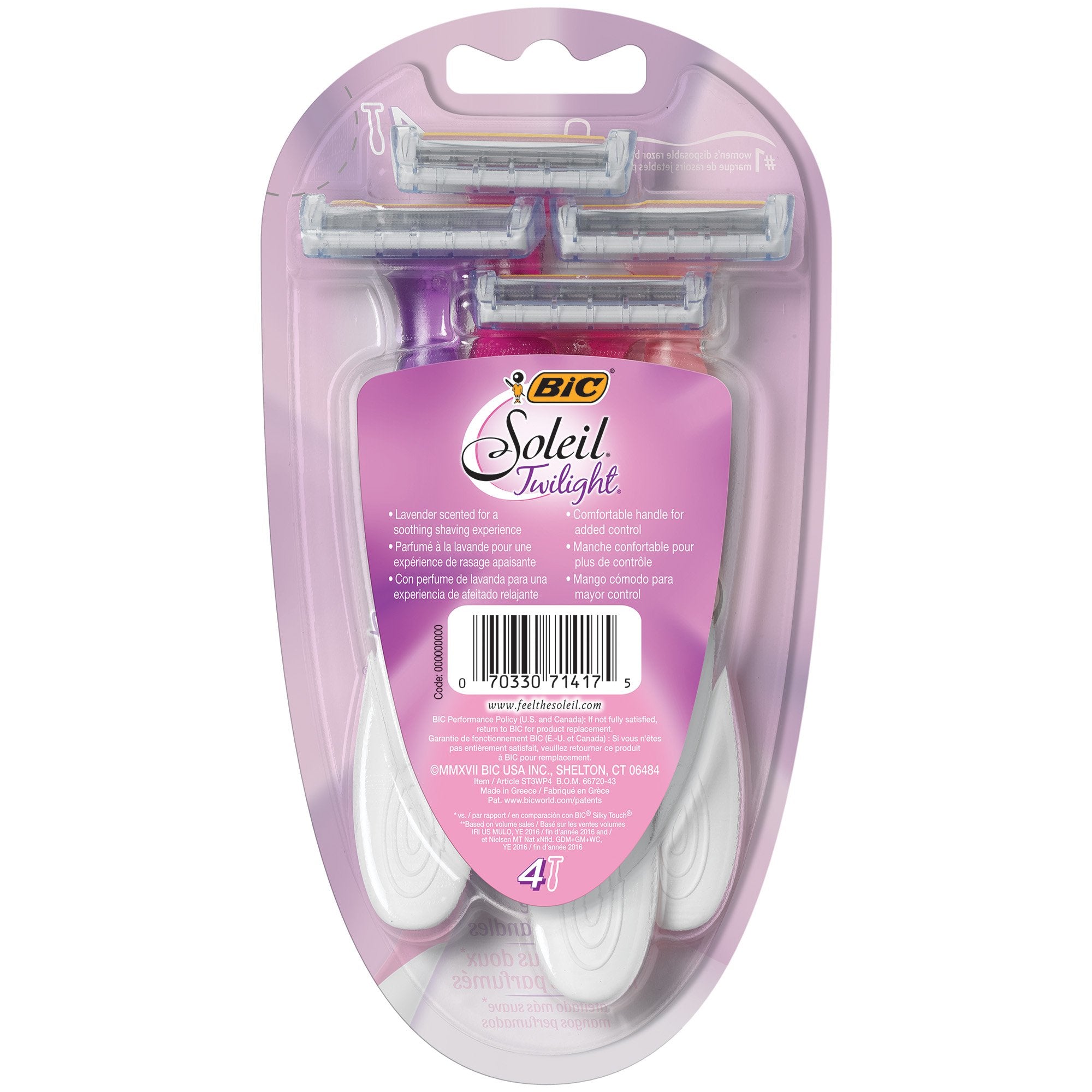BIC Soleil Twilight Disposable Razor, Women, 4 Count