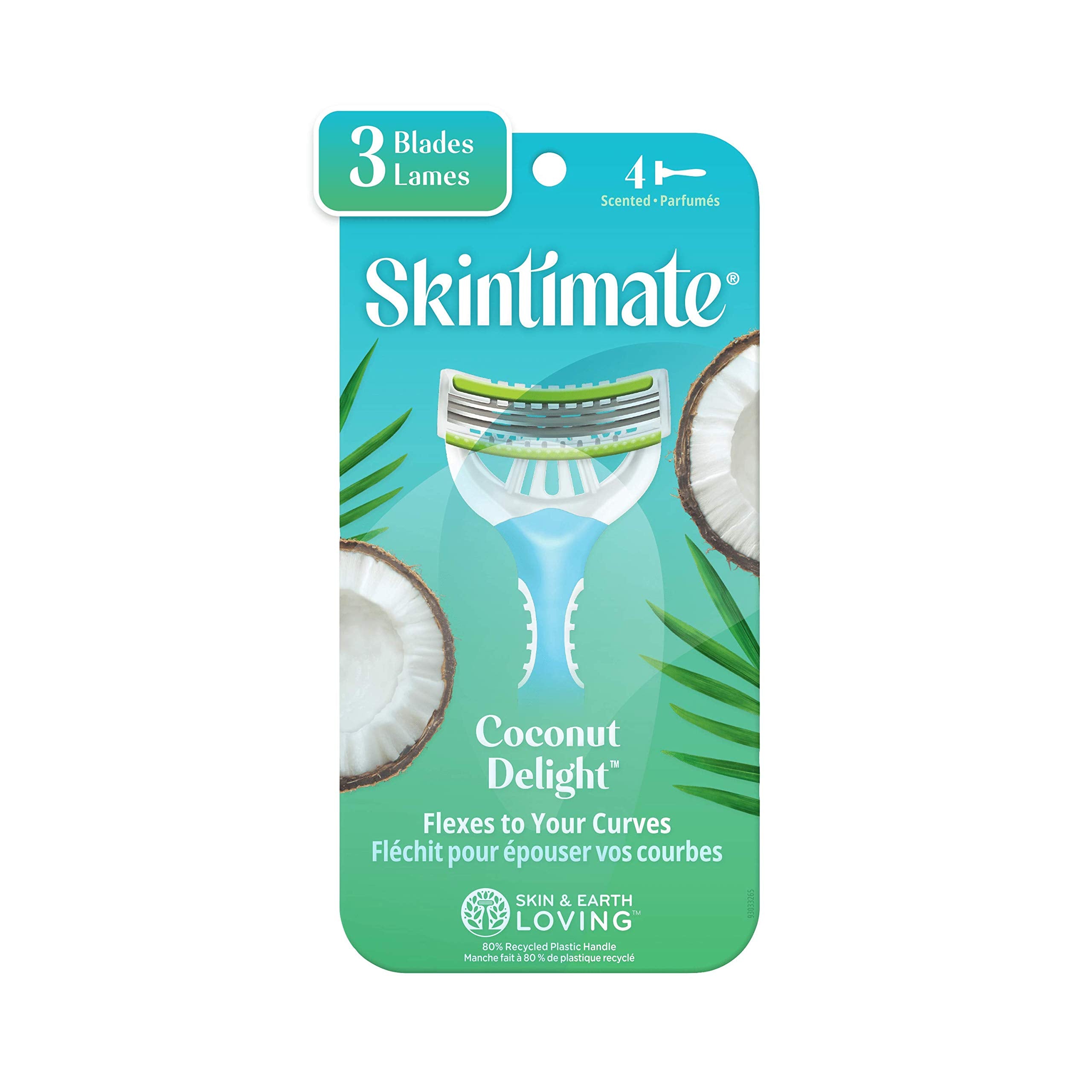 Skintimate Sensitive Skin 3 Blade Disposable Razor For Women, 4 Count