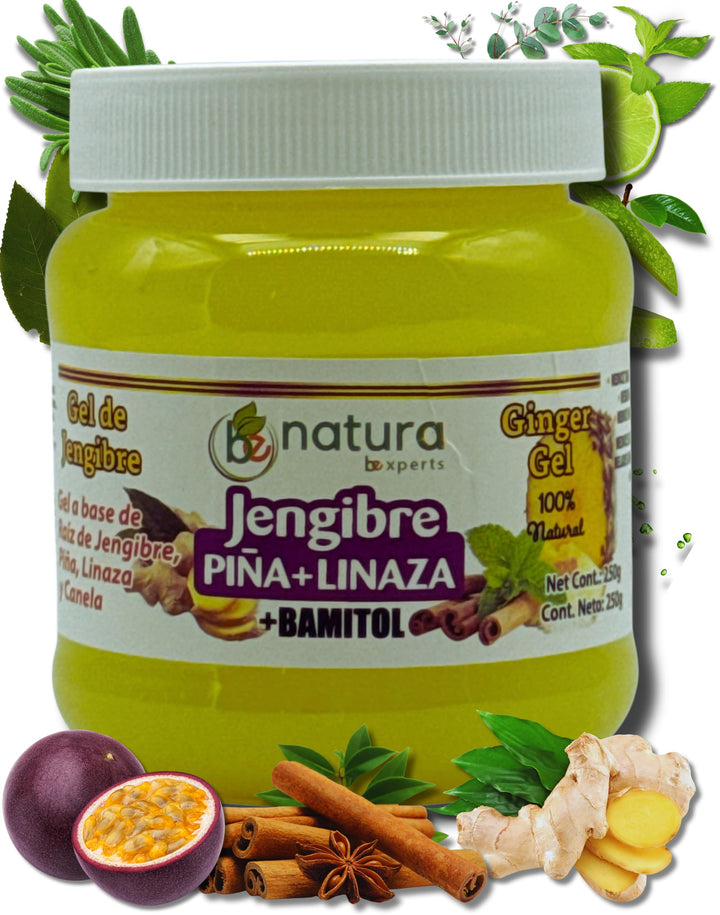 B-Experts Gel De Jengibre, pina, Canela,menta,eucalipto,algas, maracuya, limon, romero, manzana & linaza (Ginger, mint, cinnamon, passion fruit Gel) 100% Natural Hydrating Formula | 250g|Panza