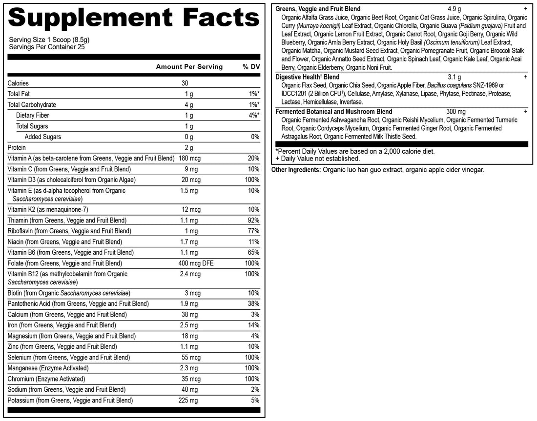 Ancient Nutrition Organic SuperGreens and Multivitamin Powder with Probiotics, Made from Real Fruits, Vegetables and Herbs, for Digestive, Detoxification and Energy Support, 25 Servings