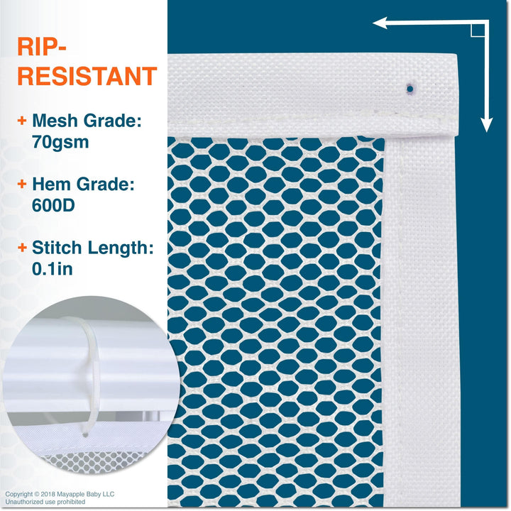 Roving Cove Stair Banister Guard 5ft x 3ft, Railing Safety Net for Baby Proofing, Child Safety Stairway Cover, Balcony Mesh Netting, Pearl White