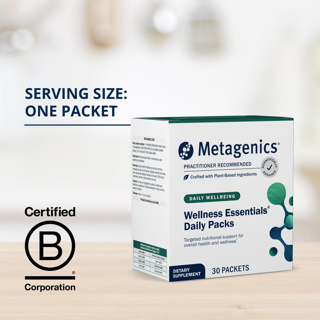 Metagenics Wellness Essentials Daily Packs - 30 Daily Multivitamin Packs - Heart Health Support* - with Vitamin A, C, D, E - Omega-3 Fatty Acids - Non-GMO & Gluten Free - 30 Packets