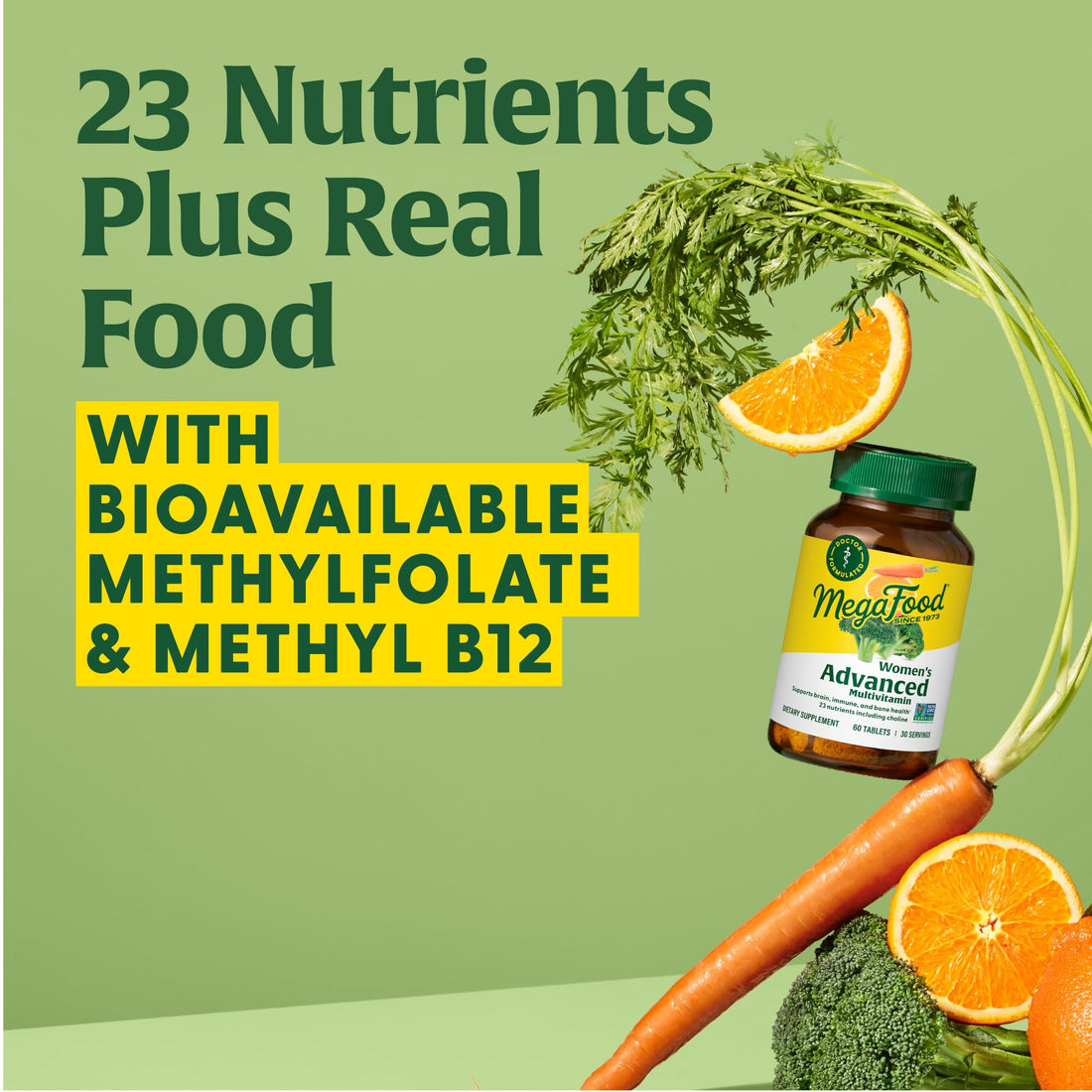 MegaFood Women's Advanced Multivitamin for Women - Doctor-Formulated With Iron, Choline, Vitamin D, Vitamin C & Zinc - Brain Health - Immune Support - Non-GMO - Vegetarian - 120 Tabs (60 Servings)
