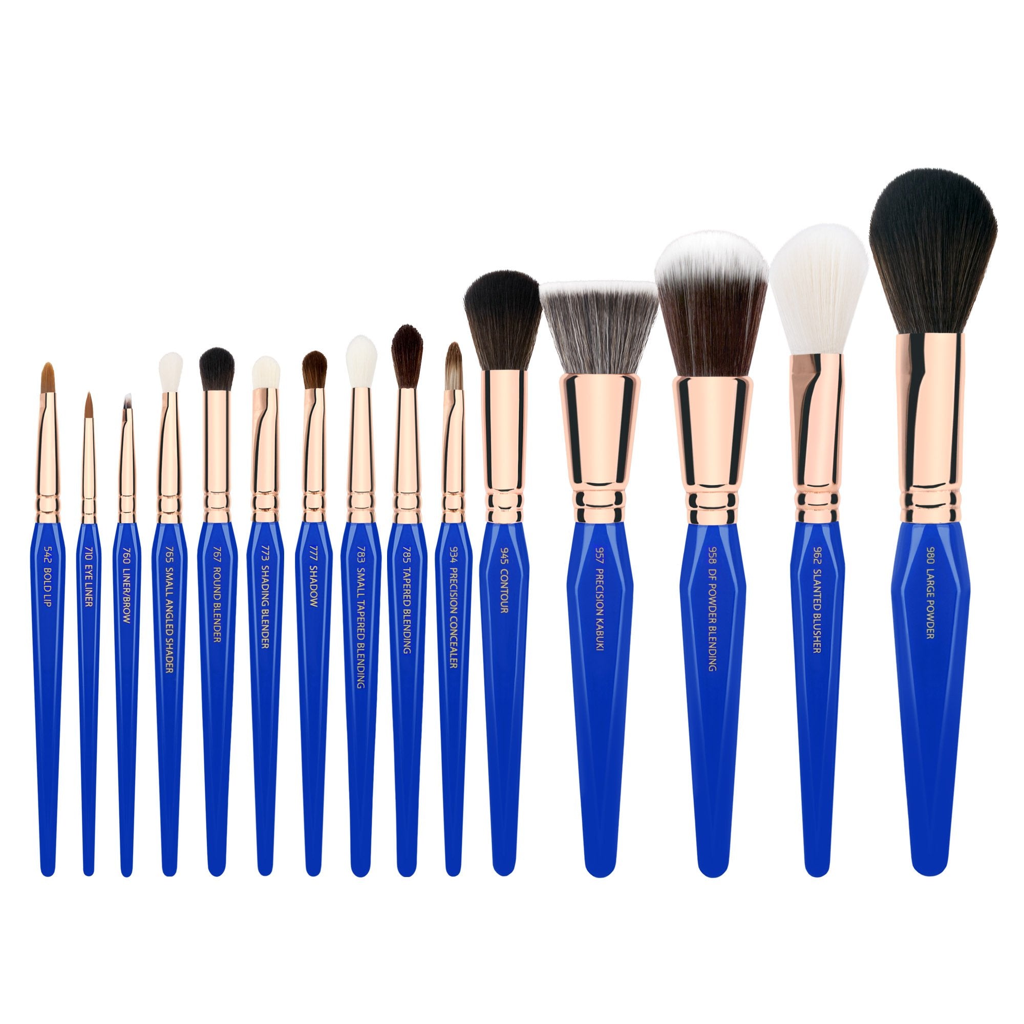 Bdellium Tools Professional Makeup Brush Golden Triangle Phase I - 15 pc. Brush Set with Stand-Up Pouch