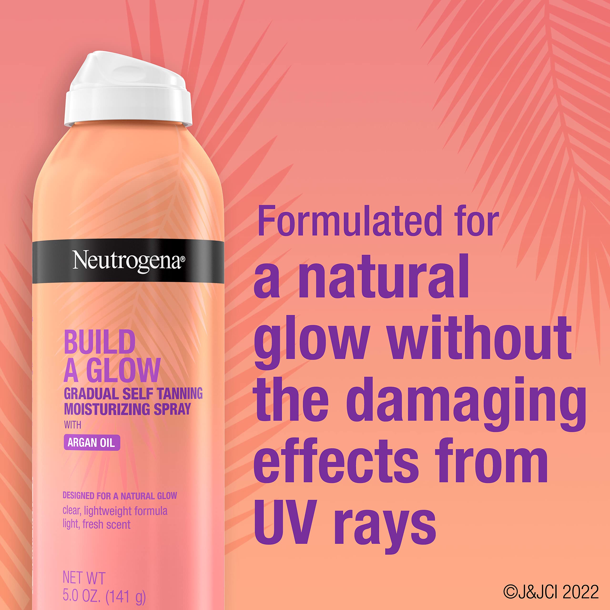 Neutrogena Build-A-Glow Gradual Self-Tanning Moisturizing Spray, with Argan Oil, Designed for Natural Hydrated Glow, Tan, Bronze Tan, 5 oz