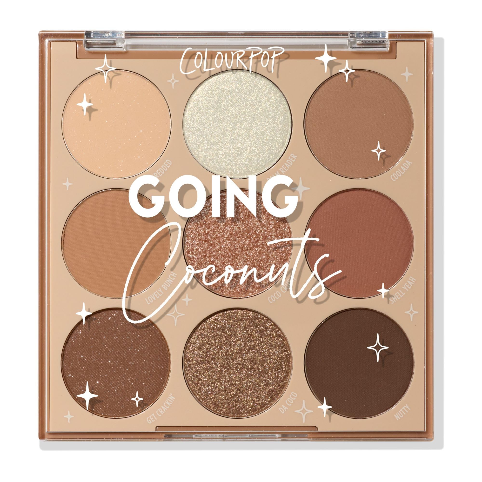 ColourPop Going Coconuts Eyeshadow Palette - Cool-Toned Neutral Eyeshadow Palette with Ultra-Velvety and Silky Finishes - High-Pigment Eye Makeup with a Long-Wearing Formula (0.3 oz)
