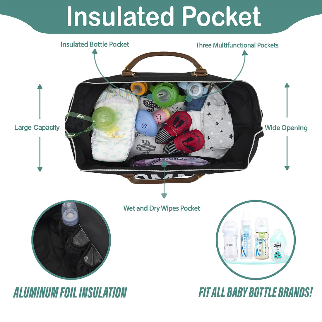 CHQEL Baby Diaper Bag, Mommy Bags for Hospital & Functional Large Baby Diaper Travel Bag for Baby Care (Navy Blue)