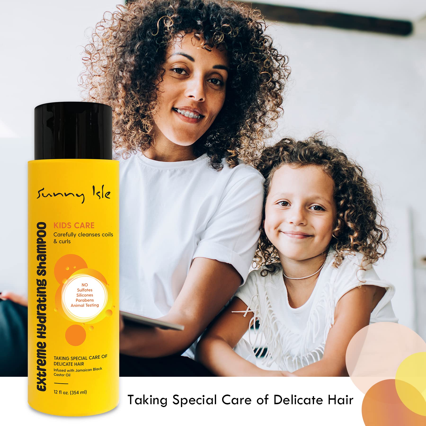 Sunny Isle Kids Care Extreme Hydrating Shampoo 12oz | Gentle Care Cleanser for Children's Coils, Waves & Curls | Infused with Jamaican Black Castor Oil for Hair Growth