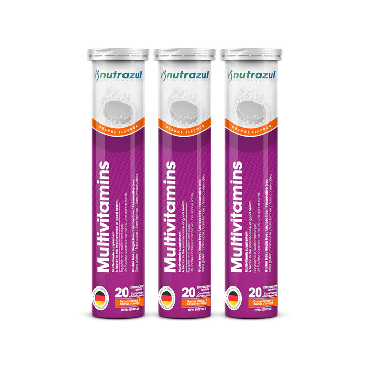 nutrazul Multivitamin Effervescent Tablets | 60 Tablets | Immune Support with 9 Essential Vitamins | Perfect for Daily Wellness for Adults & Kids | Orange Flavor