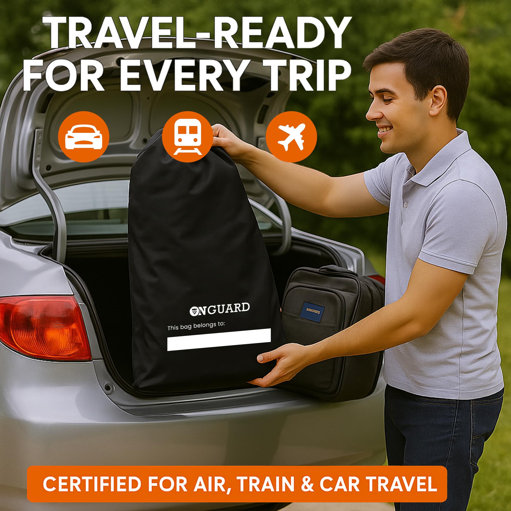 ONGUARD Waterproof Single and Double Stroller Bag for Airplane - Travel Stroller Cover for Air Travel and Storage - Gate Check Bag Backpack- Baby Airplane Essentials - Black