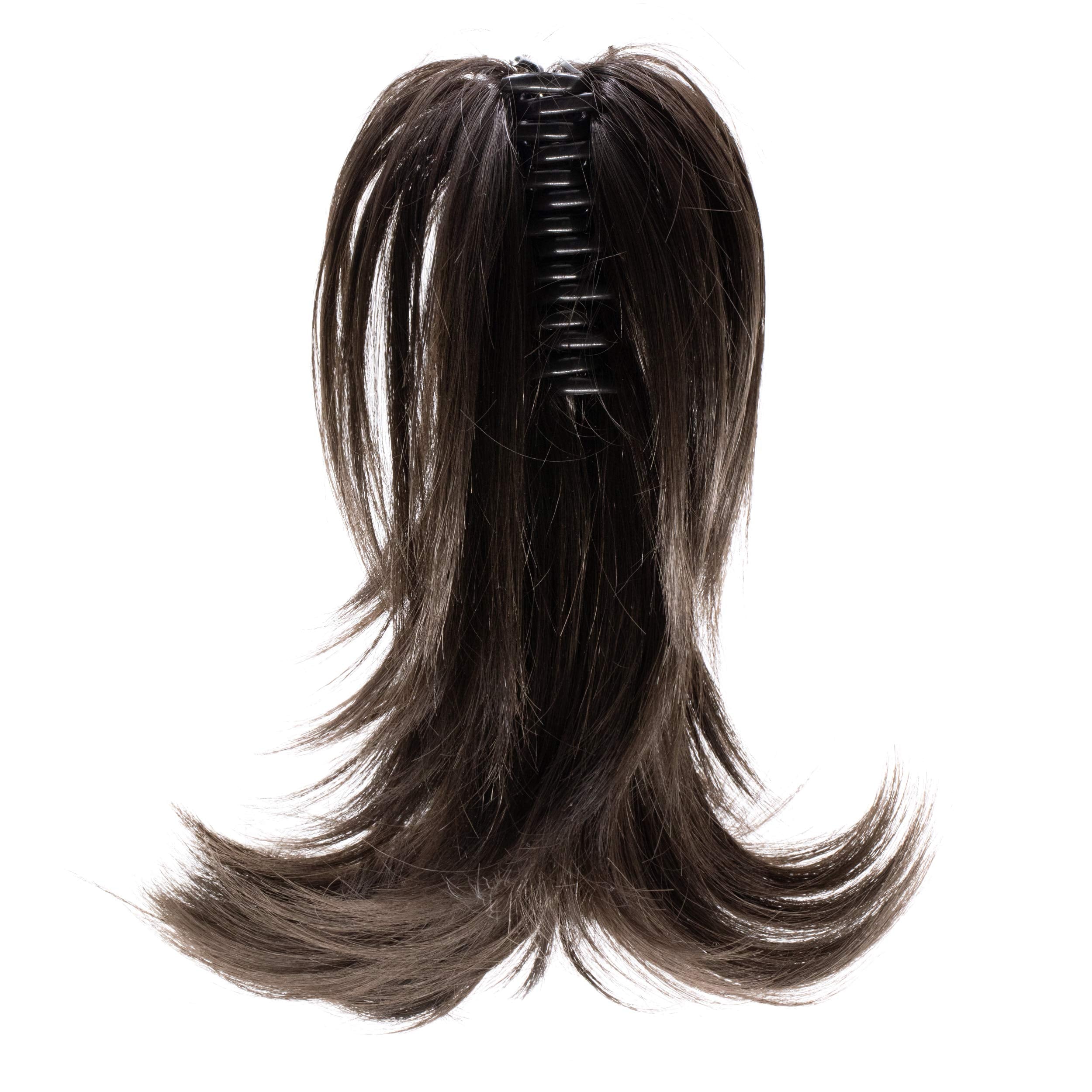 Onedor® 12 Inch Adjustable Messy Style Ponytail Hair Extension Synthetic Hair-Piece with Jaw Claw (4# Dark Brown)