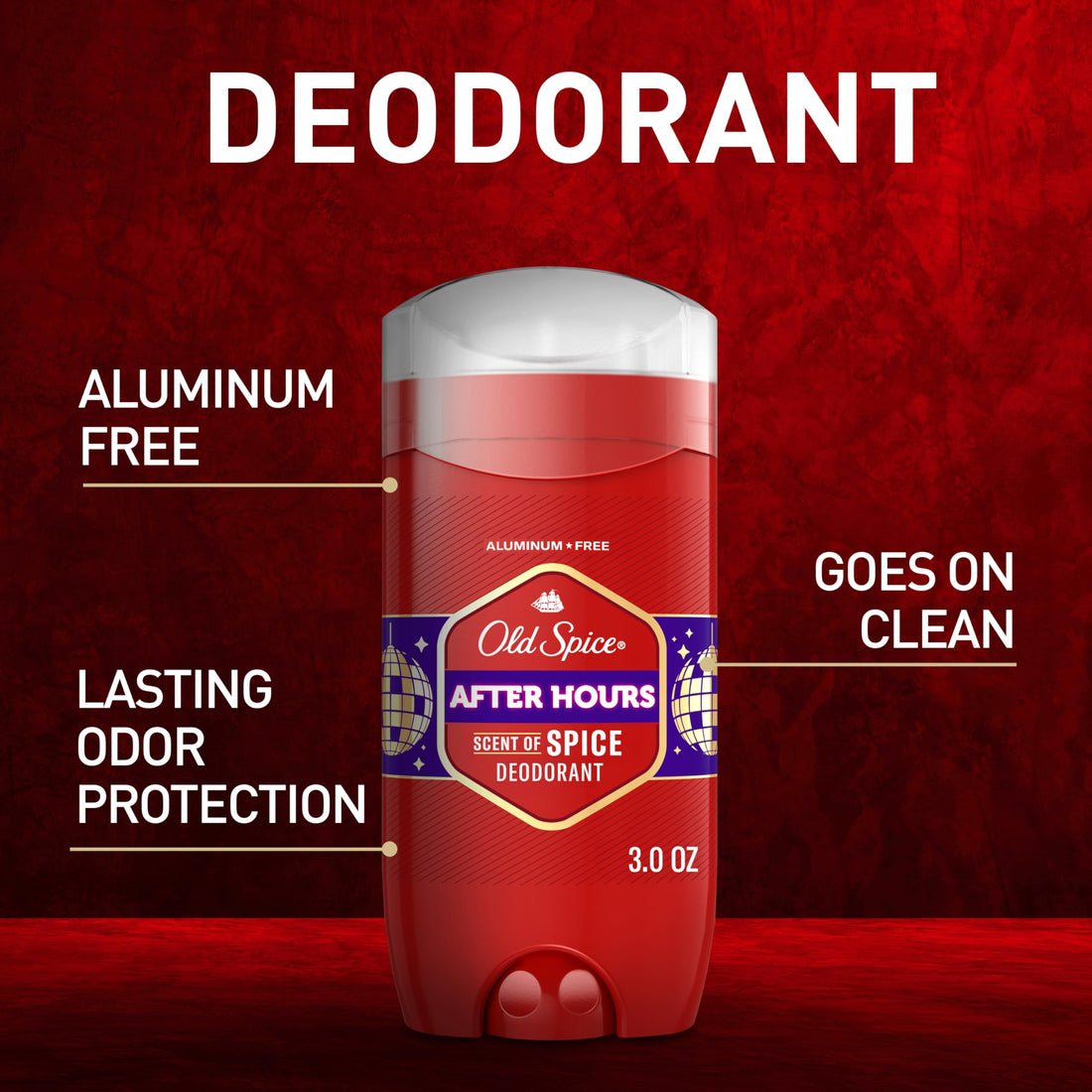 Old Spice Aluminum Free Deodorant for Men, 24/7 Odor Protection, 24/7 Freshness & Lasting Scent, Afterhours with Spice Scent, 3.0 oz (Pack of 3)