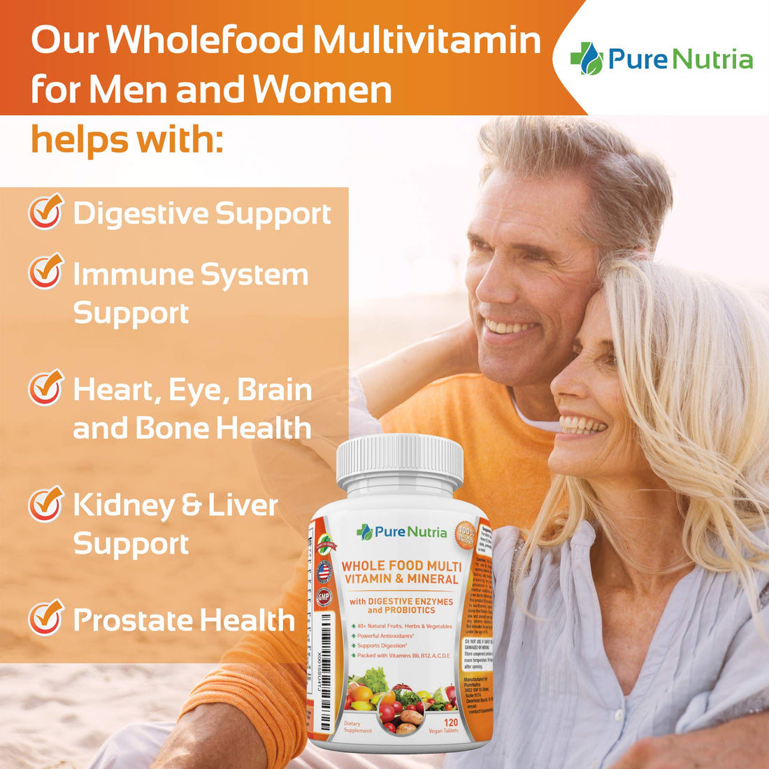 Whole Food MultiVitamin and Minerals with Probiotic Enzymes - 120 Multivitamins for Women and Men - Packed with WholeFood and Herbal Ingredients - Powerful Antioxidants for Digestive Support