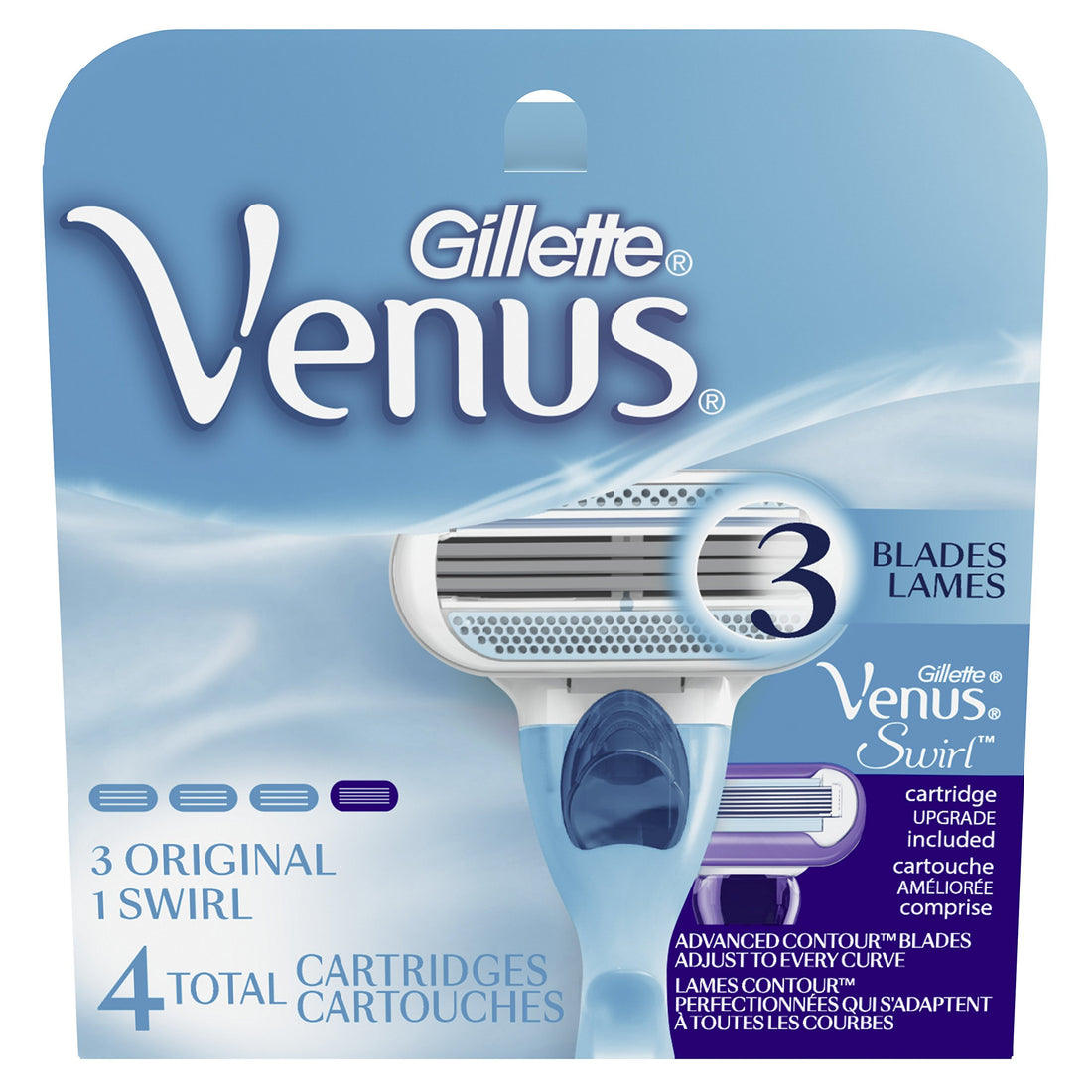 Gillette Venus Original Plus Swirl Razor Blade Refills, 4 Count
