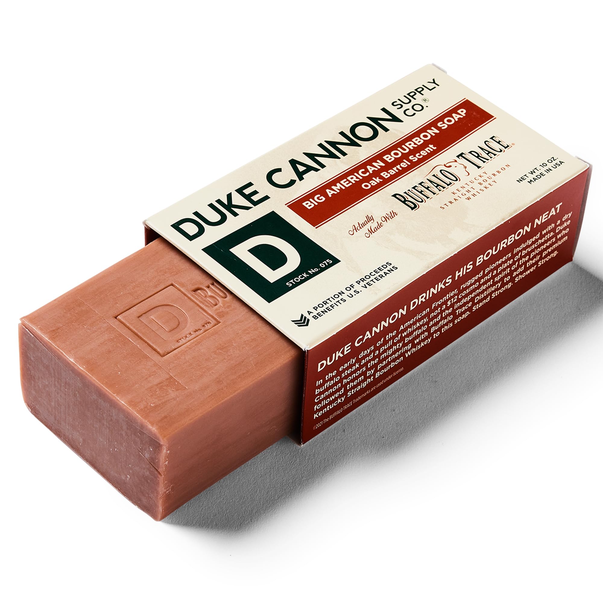 Duke Cannon Bourbon Soap - Buffalo Trace Kentucky Straight Bourbon Whiskey Bar Soap - Oak Barrel Scent, 10oz
