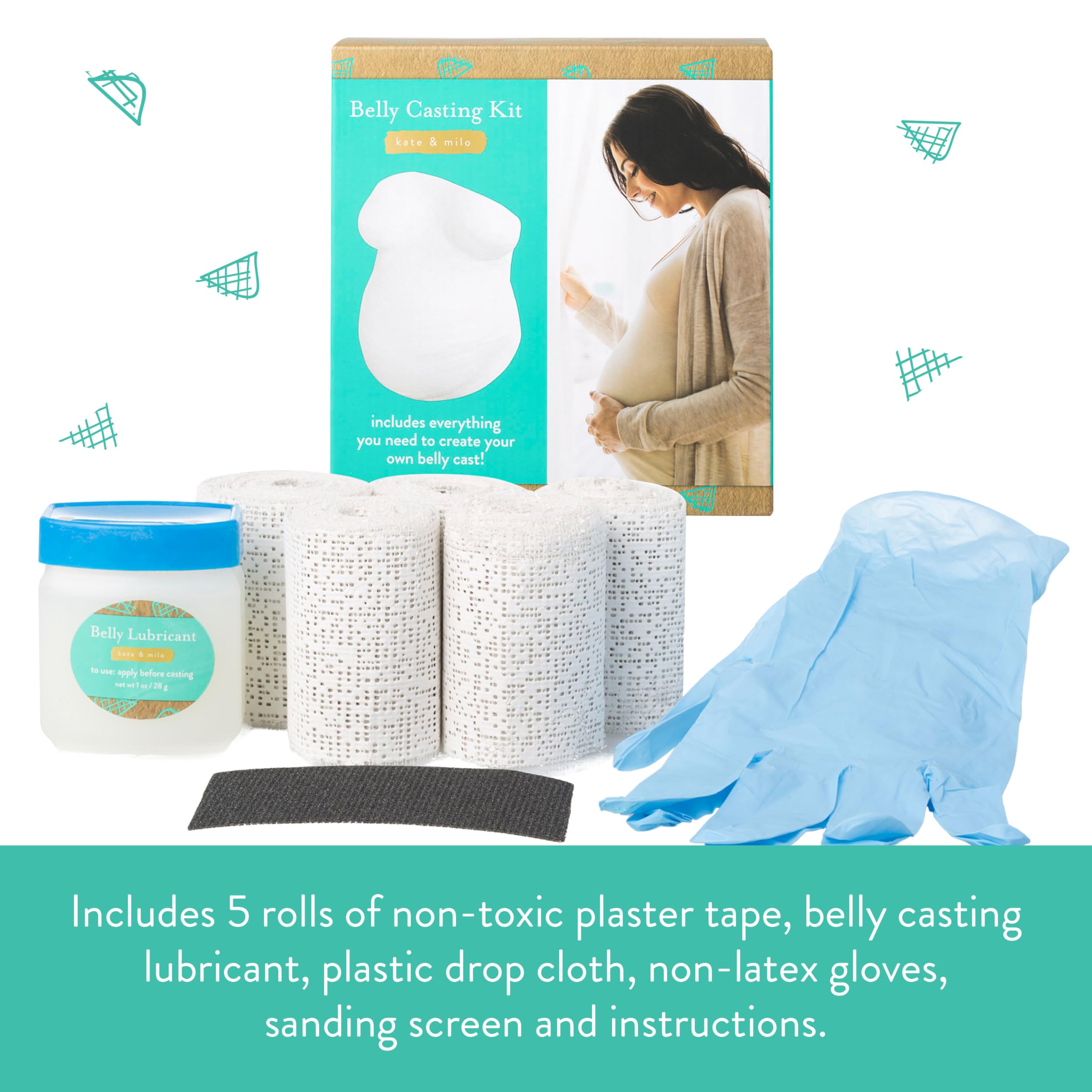 Kate & Milo Belly Casting Kit, Pregnancy Keepsake Making Kit, Easy DIY Plaster Cast Baby Bump Keepsake, Perfect For Expecting Moms and Ideal Nursery Decor