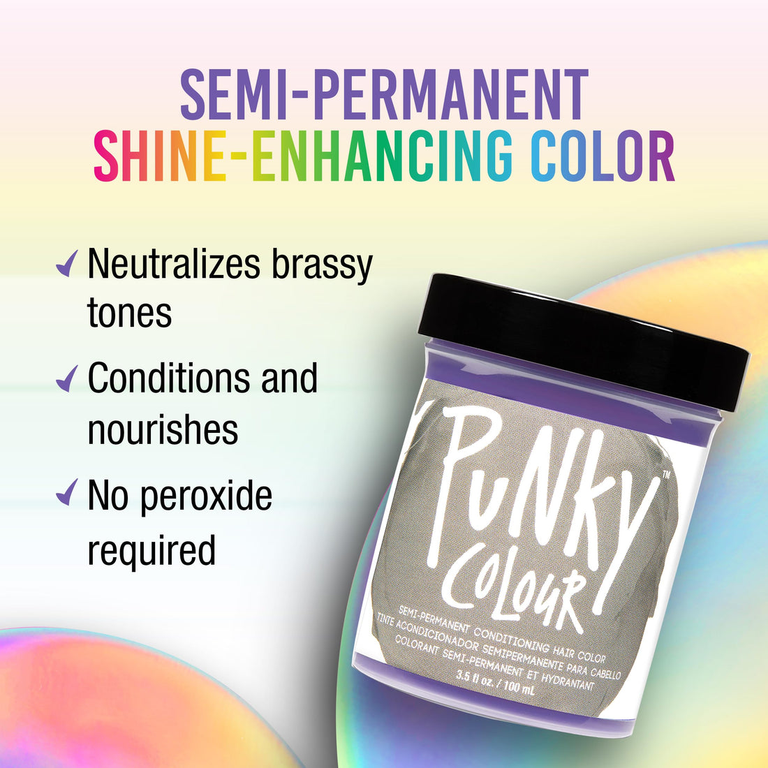 Punky Platinum Blonde Toner Semi Permanent Conditioning Hair Color, Non-Damaging Hair Dye, Vegan, PPD and Paraben Free, lasts up to 25 washes, 3.5oz