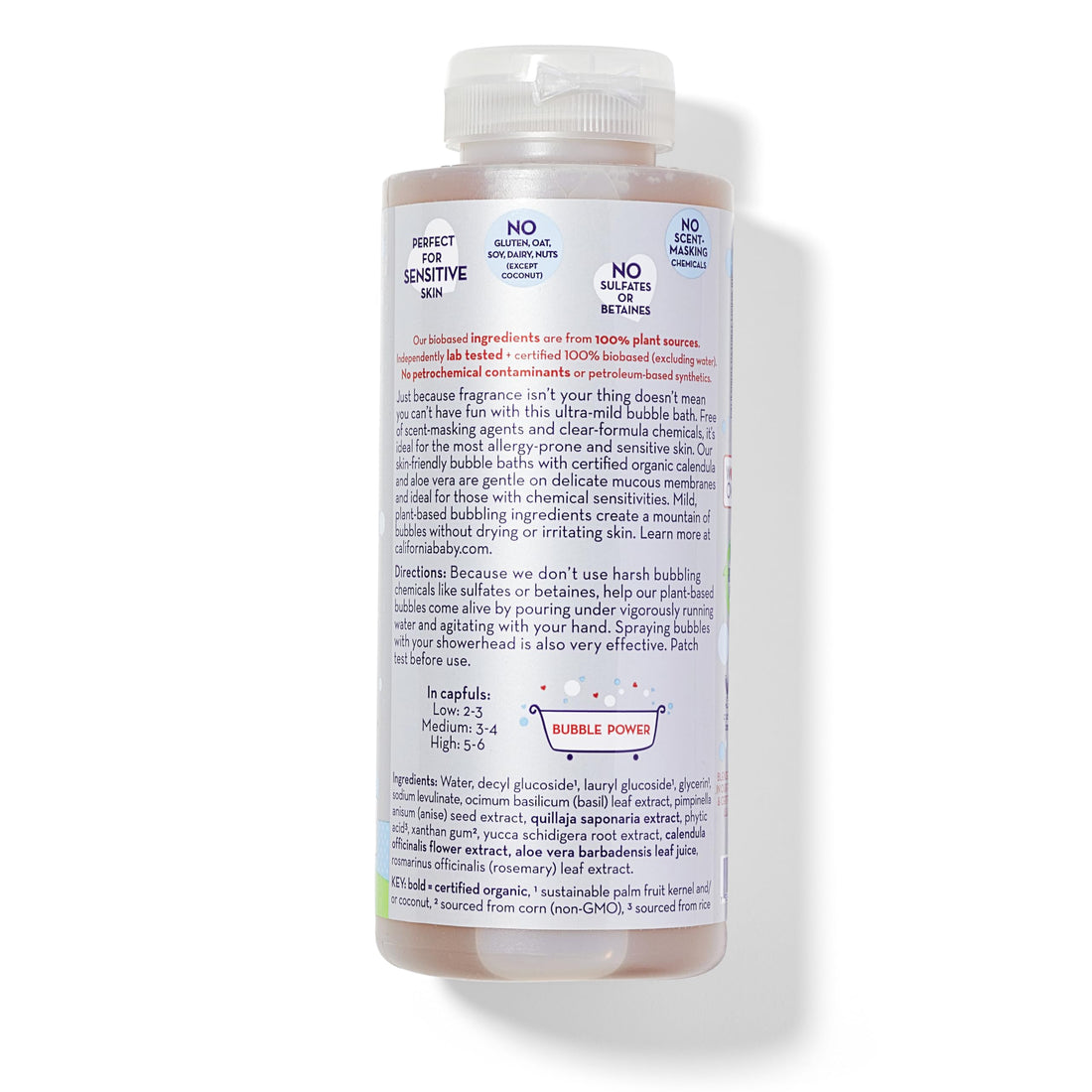 California Baby Super Sensitive Bubble Bath | No Added Fragrance | 100% Plant-Based Ingredients (USDA Certified) | Allergy Friendly | Babies, Adults & Kid Bubble Bath | Ideal for Sensitive Skin | Free