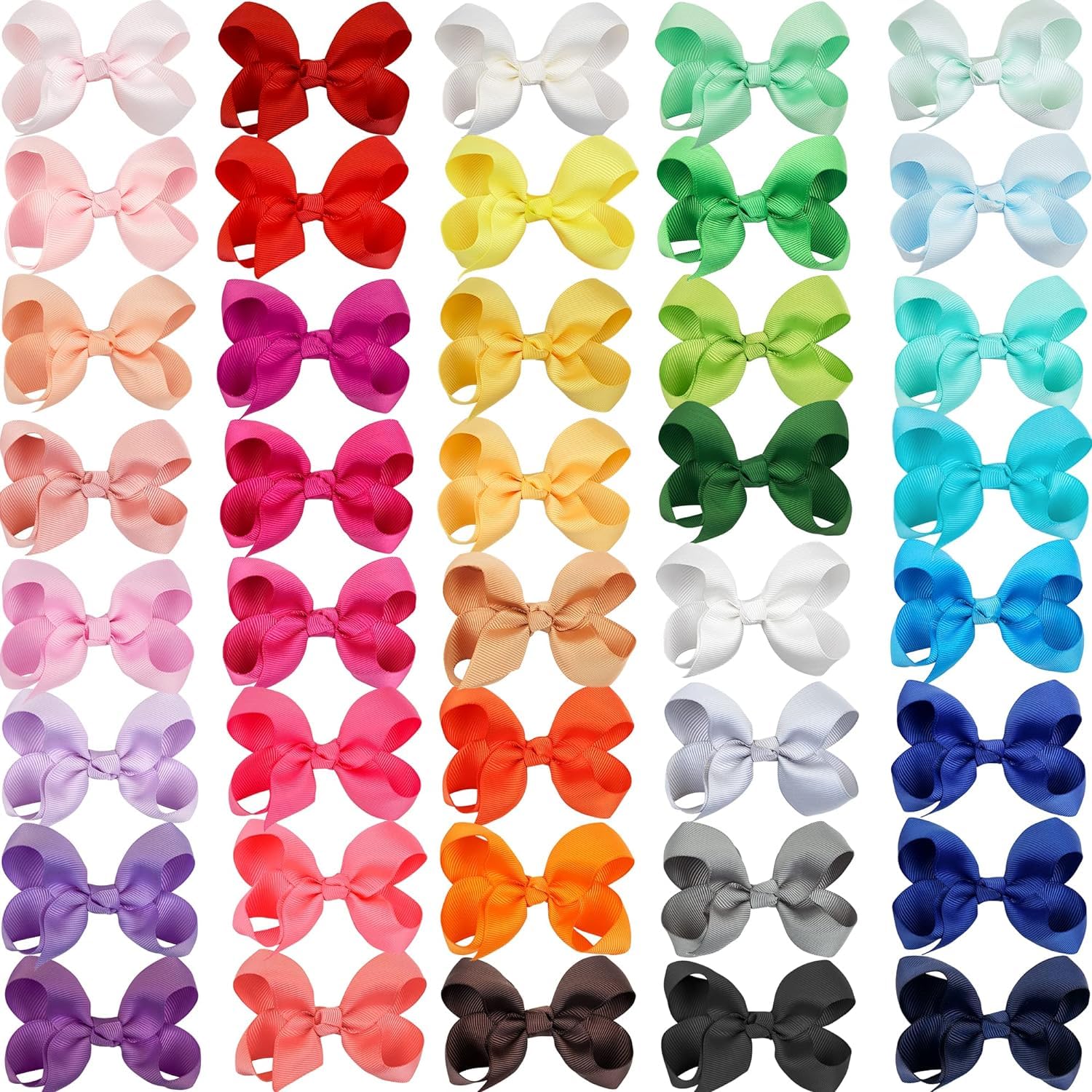 CÉLLOT 40 Pieces 3 Inch Hair Bows for Girls Clips Grosgrain Ribbon Boutique Hair Bow Alligator Clips For Girls Teens Toddlers Kids