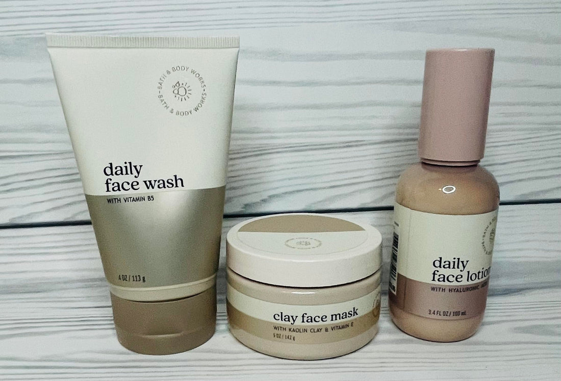 Bath and Body Works Face Essentials Gift Set Includes Daily Face Wash (4 oz), Daily Face Lotion (3.4 oz) and Clay Face Mask (6.5 oz)