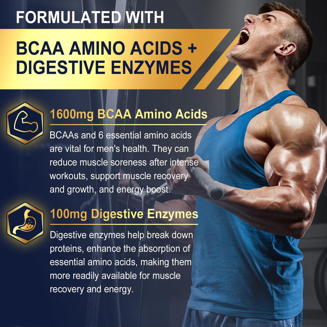 Methylated Multivitamin for Men Gummies, BCAA Amino Acids, Zinc, Vitamin A C D3 E K2 B6 B12 Biotin Calcium, Magnesium, Lycopene, Digestive Enzymes - Energy Muscle Immunity - Sugar Free, Vegan, 60 Cts