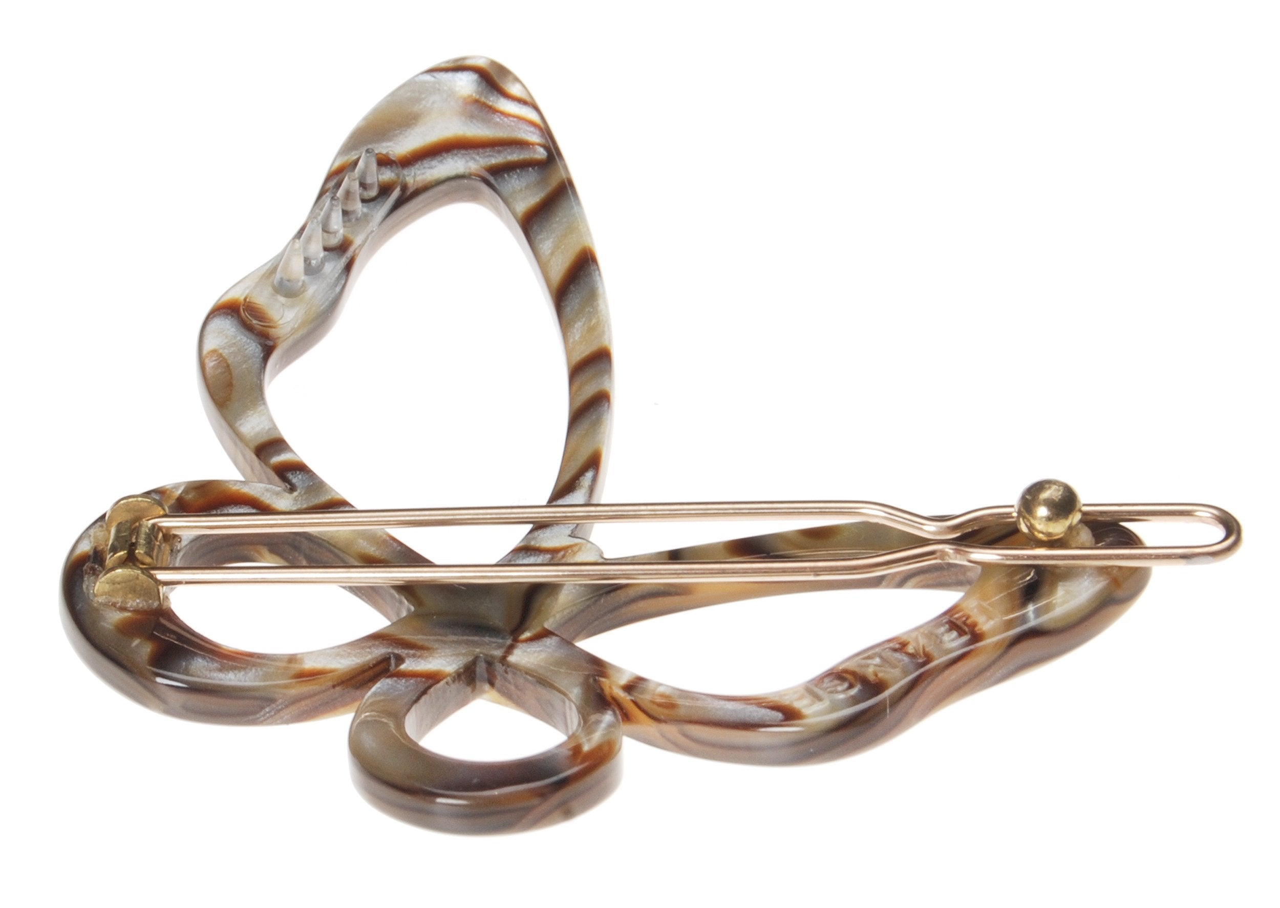 France Luxe Large Cutout Butterfly Tige Boule Barrette - Onyx