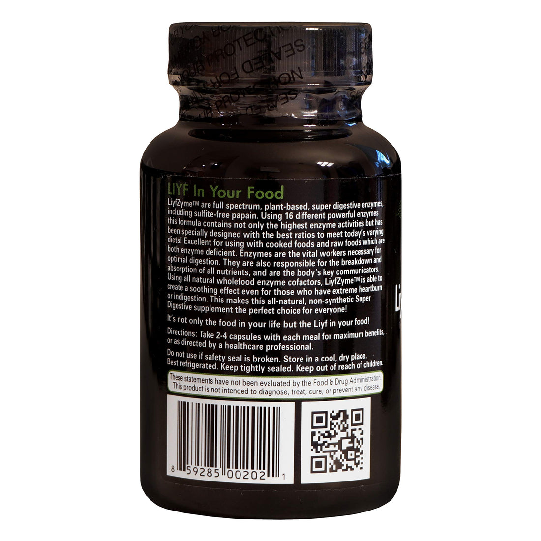 LiyfZyme Plant Based Digestive Enzyme Supplement - 180 Veggie Caps. PuraDyme By Lou Cornoa.