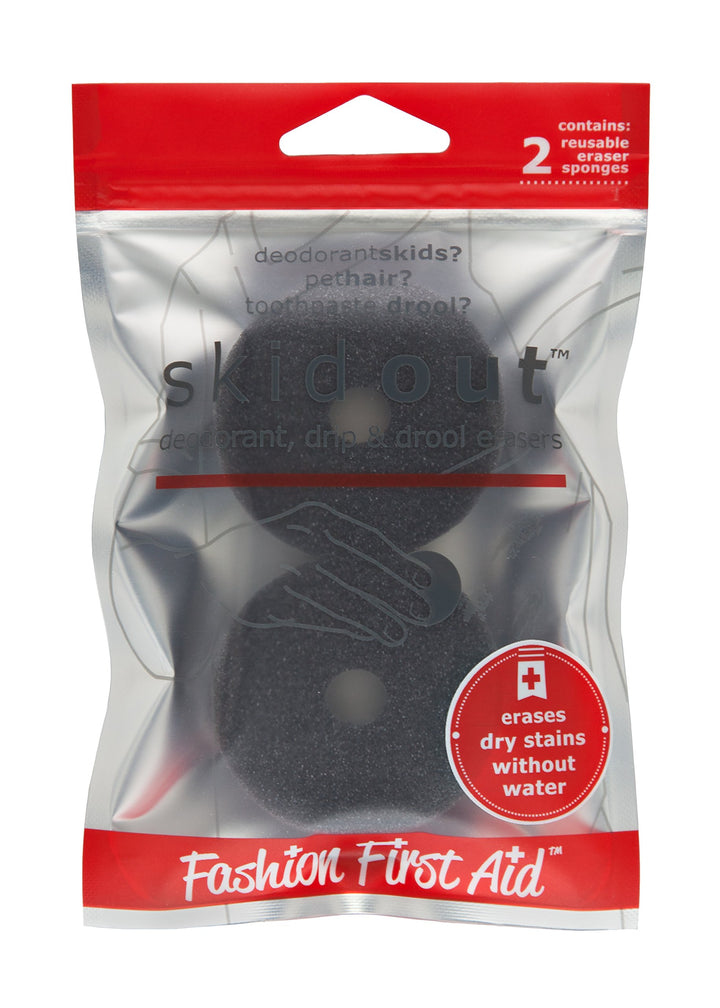 Fashion First Aid Skid Out: Deodorant, Drip & Drool Eraser Sponges, 2 pack