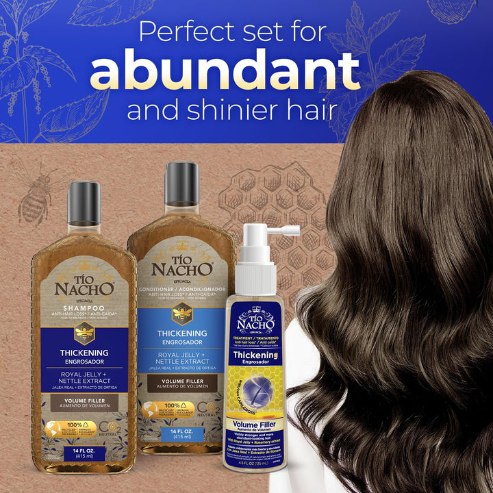 Tio Nacho Thickening Hair Care Bundle - Shampoo, Conditioner, and Treatment, Strengthening System for Fine Hair