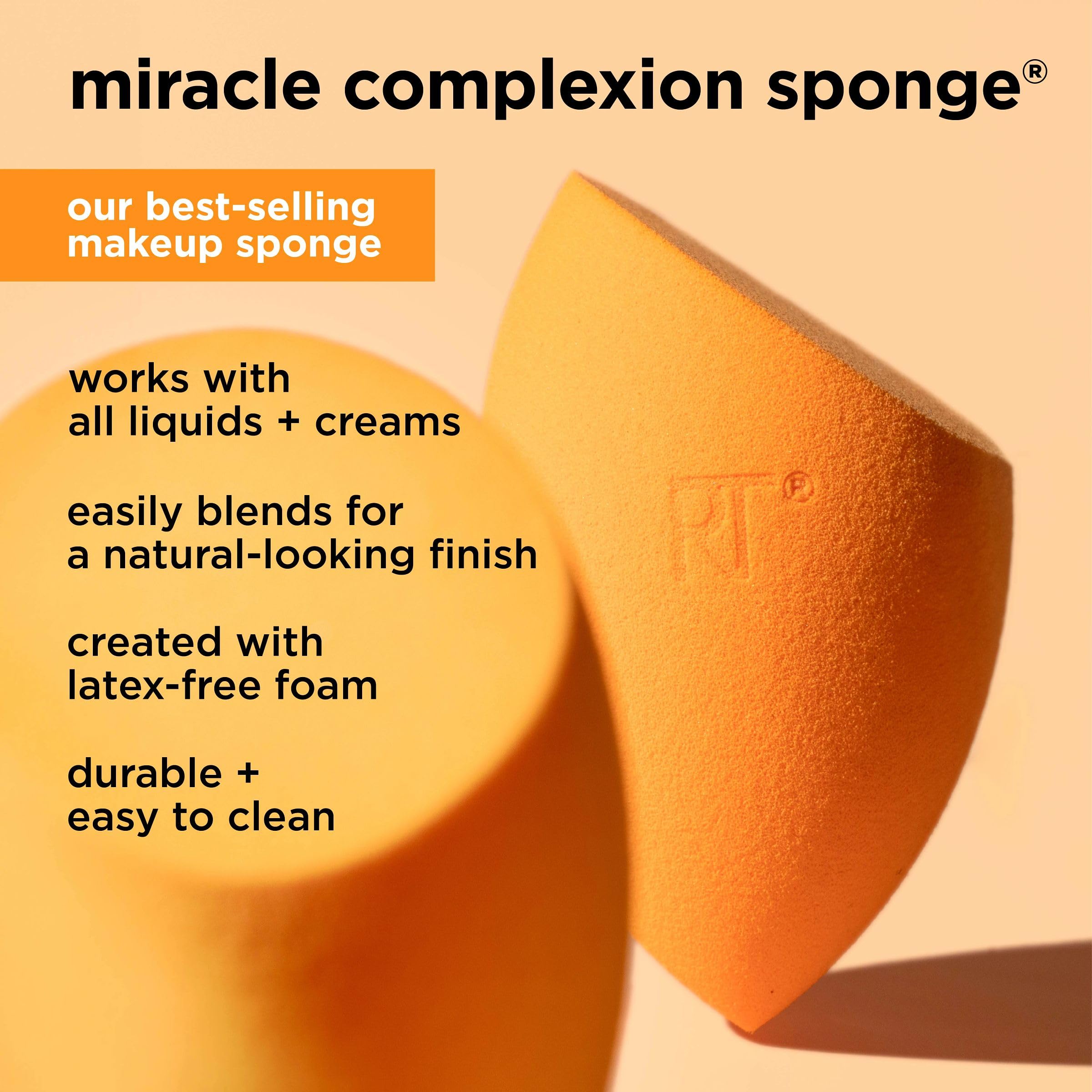 Real Technique's 2 Miracle Complexion Sponges MakeUp Set With Revolutionary Foam Technology You Can Use Damp or Dry for a Smooth Finished Look - Multicolor (Packaging may vary)