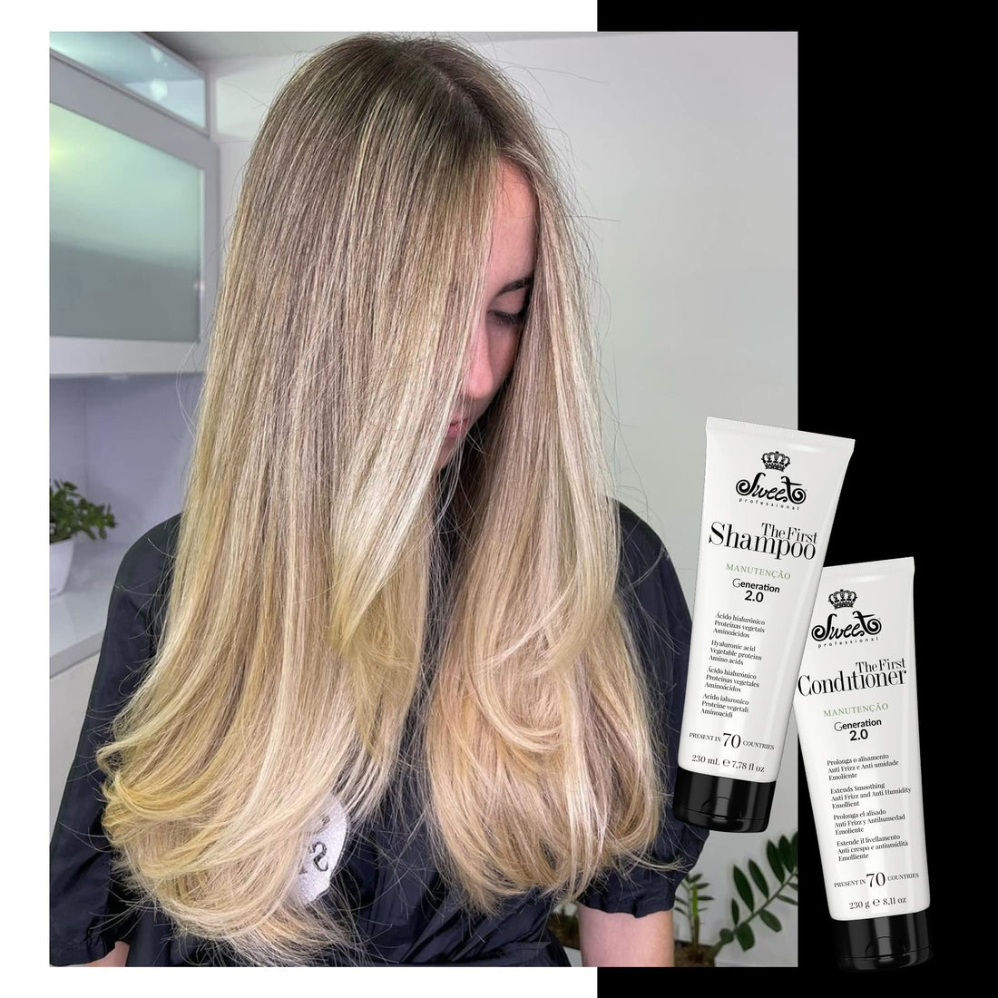 Shampoo & Ultra Conditioner Set – Hair Straightener Treatment, Hydration Maintenance - Anti-Frizz For All Hair Types - 230ml/7.78floz & 230g/8.11oz - Pack of 6 - Sweet Pro