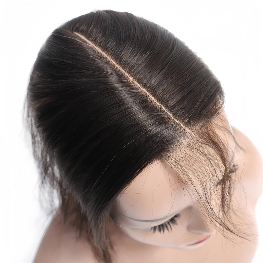 Risbaer 20 Inch: Brazilian Straight Remy Hair 2X6 Lace Closure With Full End Natural Color 100% Human Hair Middle Part Bleached Knots (20 Inch)