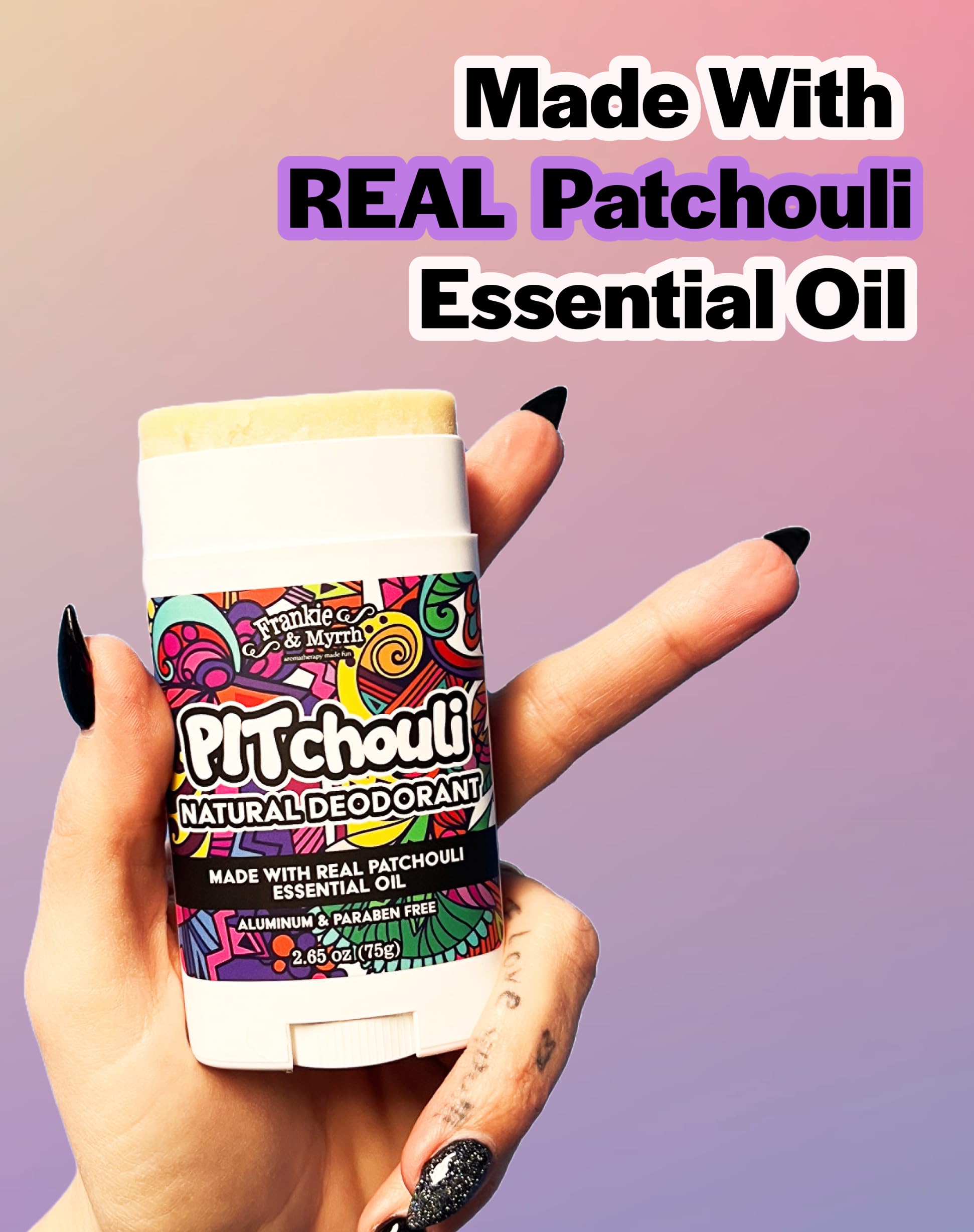 Frankie and Myrrh PITchouli 2 Pack | Natural Patchouli Deodorant for Women and Men | Real Essential Oils | Aluminum Free-Baking Soda, Coconut Oil and Shea Butter (2.56 oz) Paraben and Phthalate Free