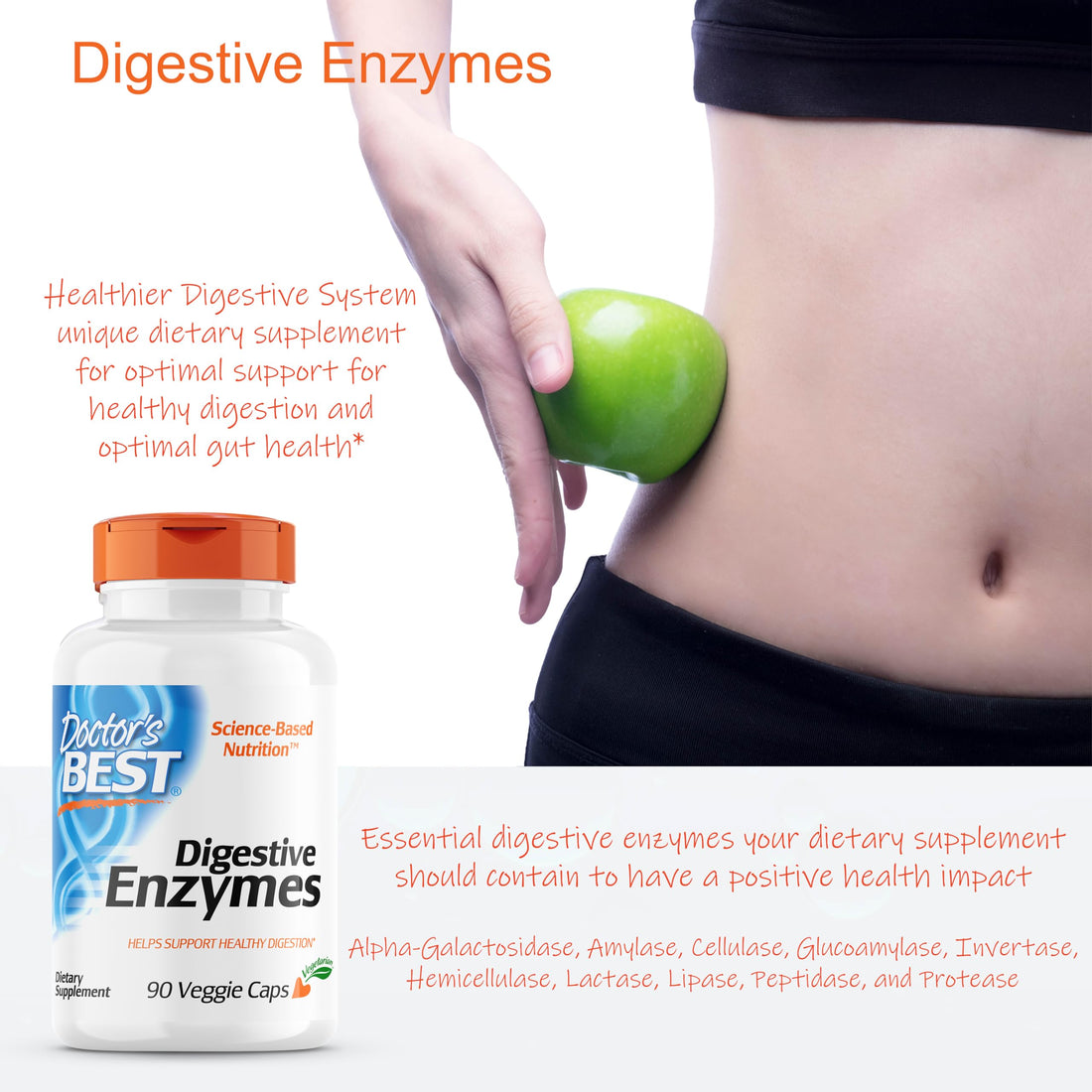 Doctor's Best Digestive Enzymes Non-GMO Vegetarian Gluten Free, 90 Veggie Caps