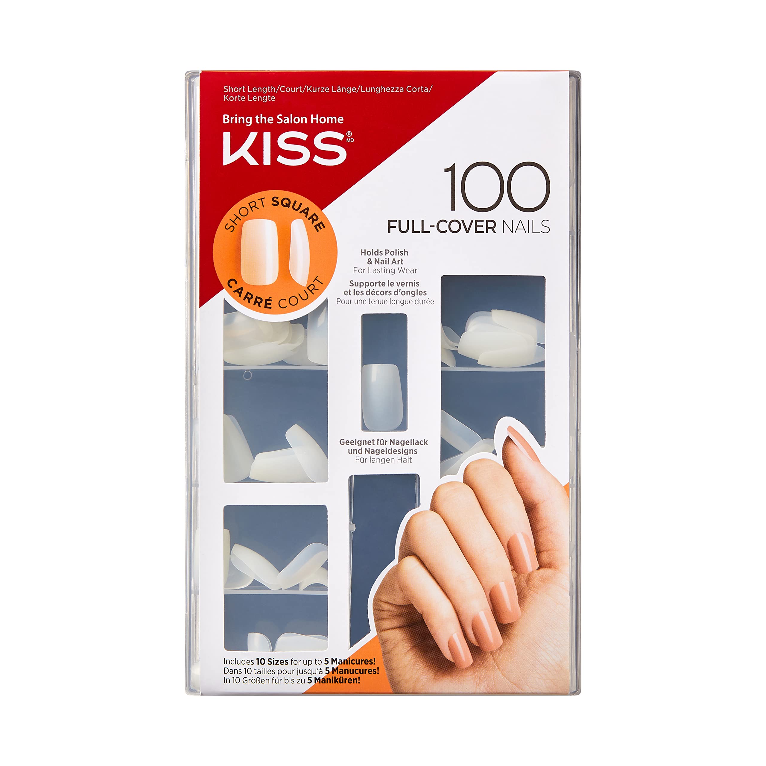 Kiss Products 100 Full Cover Nails, Short Square, 0.24 Pound by Kiss Products