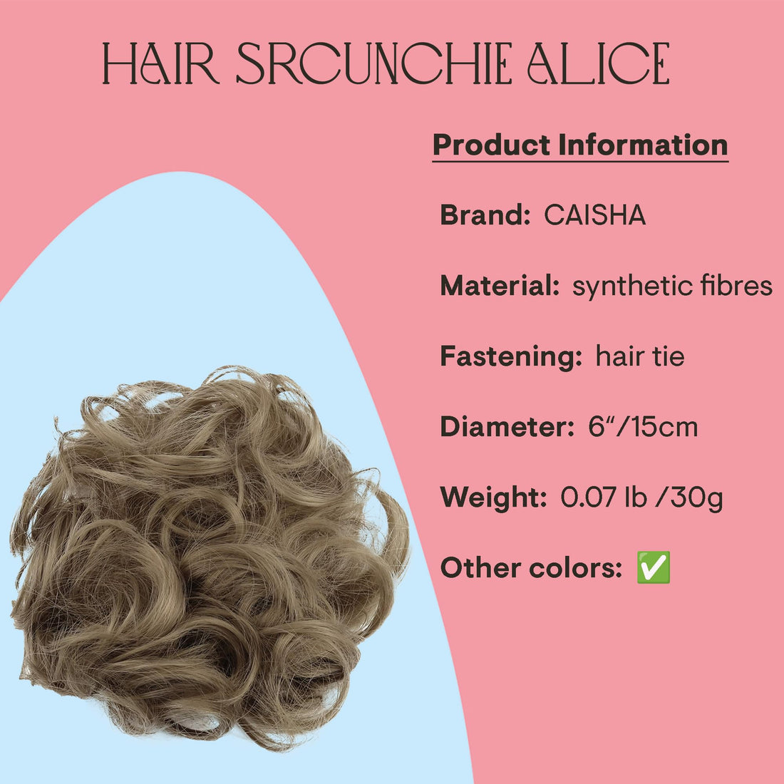 blonde 103 : PRETTYSHOP Scrunchie Scrunchy Bun Up Do Hair piece Hair Ribbon Ponytail Extensions Wavy Curly or Messy blonde 103