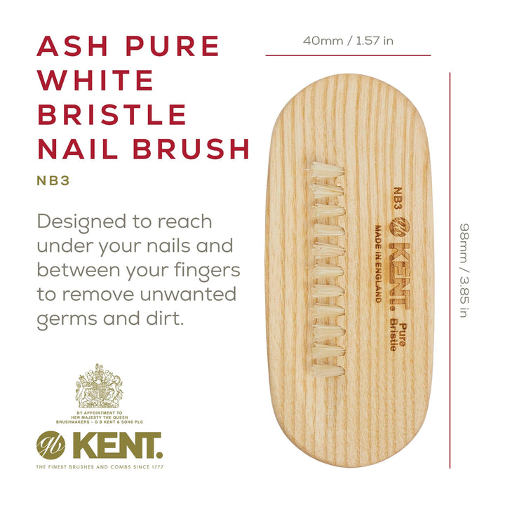 Kent Pure Beechwood and Pure Bristle Nail Brush, 98mm