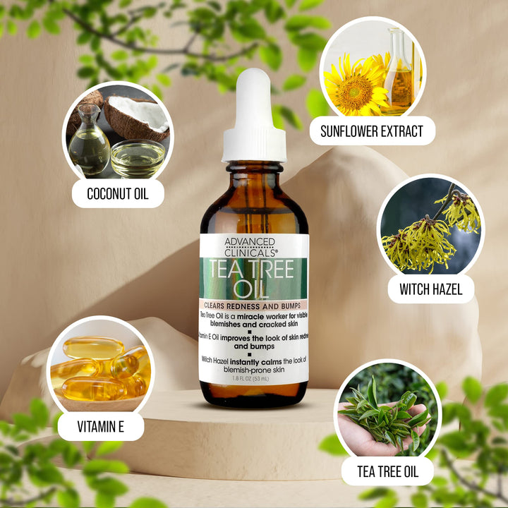 Advanced Clinicals 1.8oz Tea Tree Oil For Redness And Bumps.