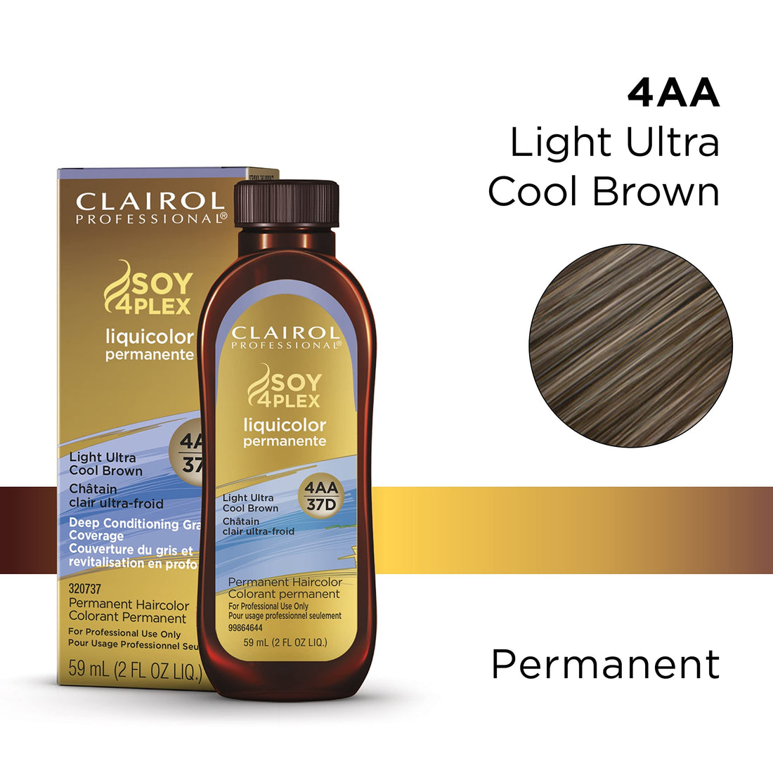 Clairol Professional Permanent Liquicolor for Hair, 4aa Med Ultra Cool Brown, 2 oz.