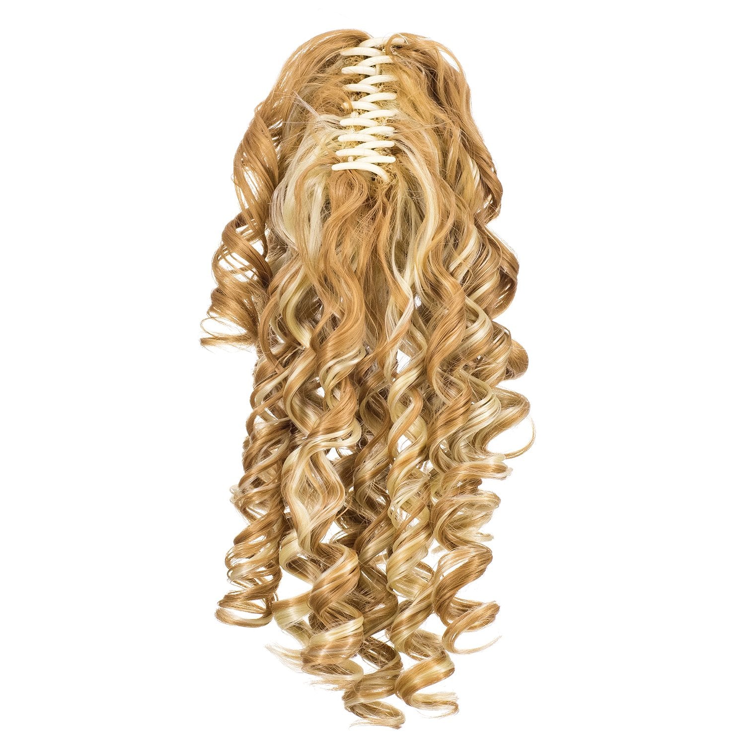 Blonde Mixed-27H613# : SWACC 12-Inch Short Screw Curls Claw Clip Ponytail Extensions Synthetic Clip in Drawstring Curly Ponytail Hairpiece Jaw Clip Hair Extension (Blonde Mixed-27H613#)
