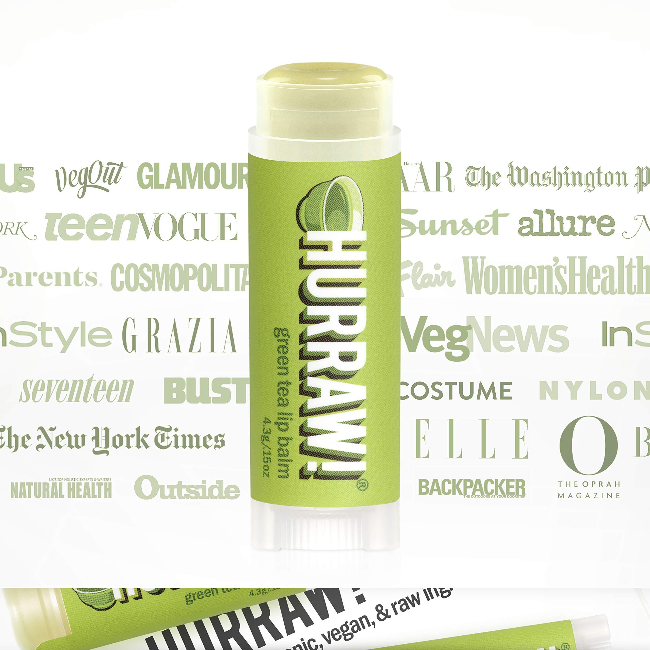 Hurraw! Green Tea Lip Balm, 2 Pack: Organic, Certified Vegan, Cruelty and Gluten Free. Non-GMO, 100% Natural Ingredients. Bee, Shea, Soy and Palm Free. Made in USA