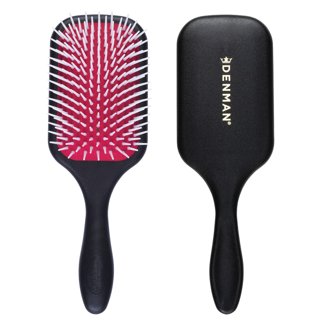 Denman D 38 Professional Large Power Paddle Hair Brush with Red Cushion for Men and Women, Black and Red Color