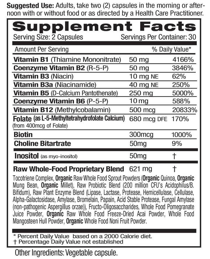 EMERALD LABS B-Healthy - Vegan Vitamin B Complex - Includes Methylated Folic Acid & Full Spectrum B Vitamins - Supports Immune, Brain & Heart Health* - 60 Vegetable Capsules
