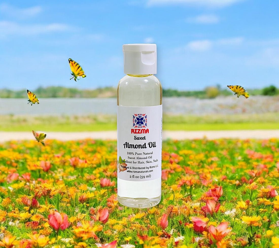 RIZMA 100% Pure and Natural Sweet Almond Oil – Travel Size 2oz Bottle